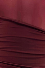 Dallas One Shoulder Mesh Maxi Dress - Burgundy