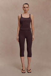 Blanca Stretch Crepe Capri Pants - Chocolate