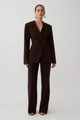 Darcie Fit And Flare Suiting Pants - Dark Chocolate