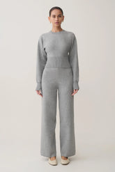 Kerrymae Straight Leg Knit Pants - Grey Marle