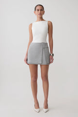 Daisy Wrap Mini Skirt - Charcoal Marle