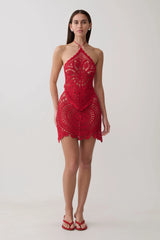 Marvin Crochet Mini Skirt - Red