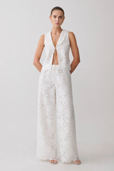 Tessa Broderie Straight Leg Pants - White