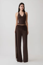 Aspyn Slinky Gathered Wide Leg Pants - Chocolate
