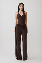 Aspyn Slinky Gathered Wide Leg Pants - Chocolate