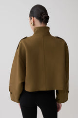 Rue Funnel Neck Bomber Jacket - Khaki