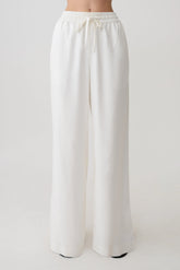 Selena Linen Straight Leg Pant - White