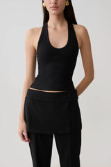 Actress Ribbed Tank - Black