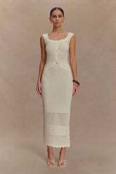 Madeline Scallop Knit Midi Skirt - Ivory