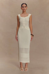 Madeline Scallop Knit Midi Skirt - Ivory