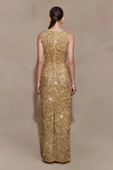 Astor Hand Embellished Maxi Dress - Gold