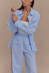 Hansen Oversized Shirt - Blue Pinstripe