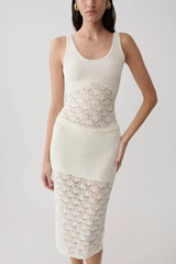 Atlantis Crochet Knit Midi Skirt - White