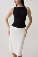 Greer Knee Length Skirt - White
