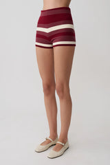 Philly Stripe Knit Short - Burgundy/Cream