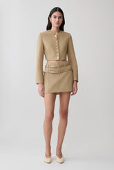 Marielle Double Belt Mini Skirt - Taupe