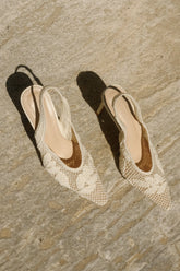 Guinevere Lace Applique Heel - Ivory