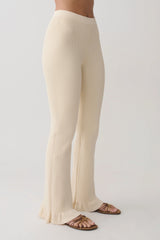 Suzie Ribbed Flared Pants - Ivory