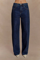 Laina Mid Rise Diamante Denim Jeans - Midnight Blue