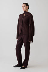 Lara Knit Cardigan With Scarf - Chocolate