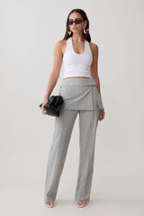 Daisy Wrap Skirt Straight Leg Pants - Charcoal Marle