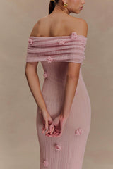 Brynn Orchid Knit Maxi Dress - Pastel Pink
