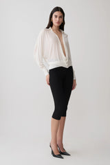 Berkley Draped Long Sleeve Shirt - White