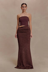 Jasiel Strapless Knit Maxi Dress - Chocolate