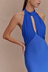 Mierah Halter Midi Dress - Cobalt Blue