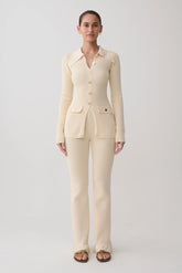 Suzie Ribbed Flared Pants - Ivory