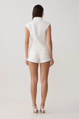 Krissy Rolled Hem Denim Shorts - White