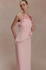 Melissa Chiffon Flower Maxi Dress - Baby Pink