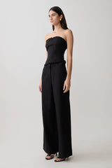 Brielle Straight Leg Linen Pant - Black