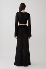 Mania Crochet Maxi Skirt With Hardware - Black