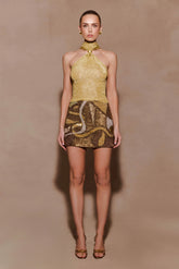 Asher Hand Beaded Abstract Mini Skirt - Gold
