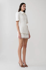 Ariella Suiting Mini Skirt With Lace - White