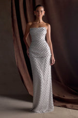 Zuri Hand Beaded Embellished Peplum Corset - Silver
