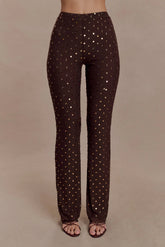 Jackie Diamante Straight Leg Pants - Chocolate