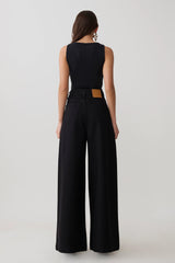 Bobby Oversized Jean With Front Pleat - Black