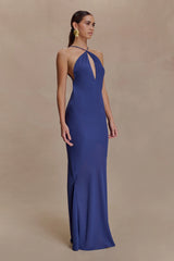 Nerea Slip Halter Maxi Dress - Purple Ink