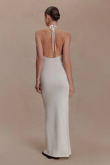 Brock Knit Halter Maxi Dress - White