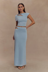 Haven Slinky Twist Midi Skirt - Pale Blue