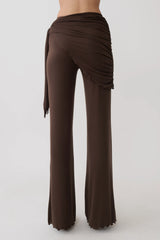 Anfie Straight Leg Pants With Waist Wrap - Dark Chocolate