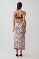 Kimberly Lace Pencil Midi Skirt - Nude Lace