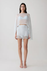 Nina Lace And Satin Mini Skirt - Ice Blue
