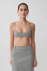 Amelie Tweed Bralette - Houndstooth