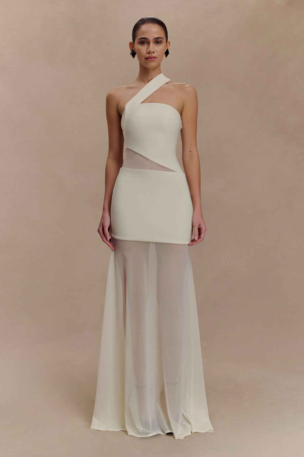 Vashti Cut Out Mesh Maxi Dress - Ivory