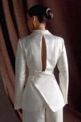 Ada Tailored Satin Blazer - Ivory