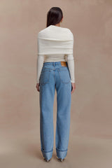 Kirralee Straight Leg Cuffed Jeans - Classic Blue