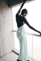 Elyna Slinky Halter Maxi Dress - Lagoon